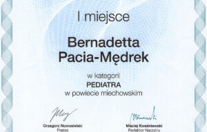 Read more about the article Bernadetta Pacia-Mędrek pediatrą roku w powiecie miechowskim